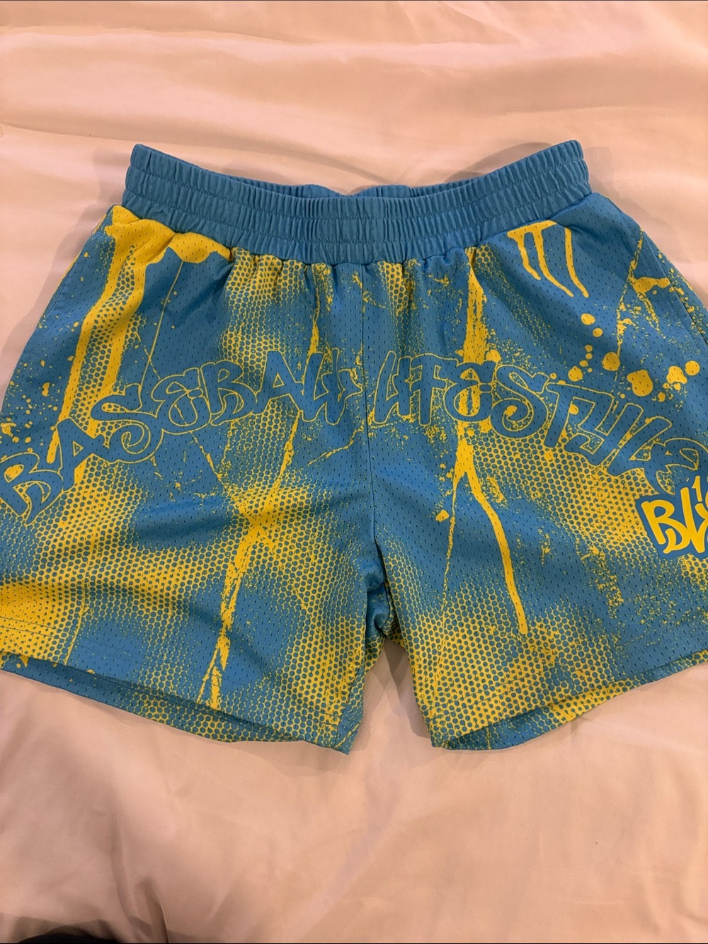 Baseball Lifestyle 101 Men's Blue & Yellow Graphic Active Shorts
